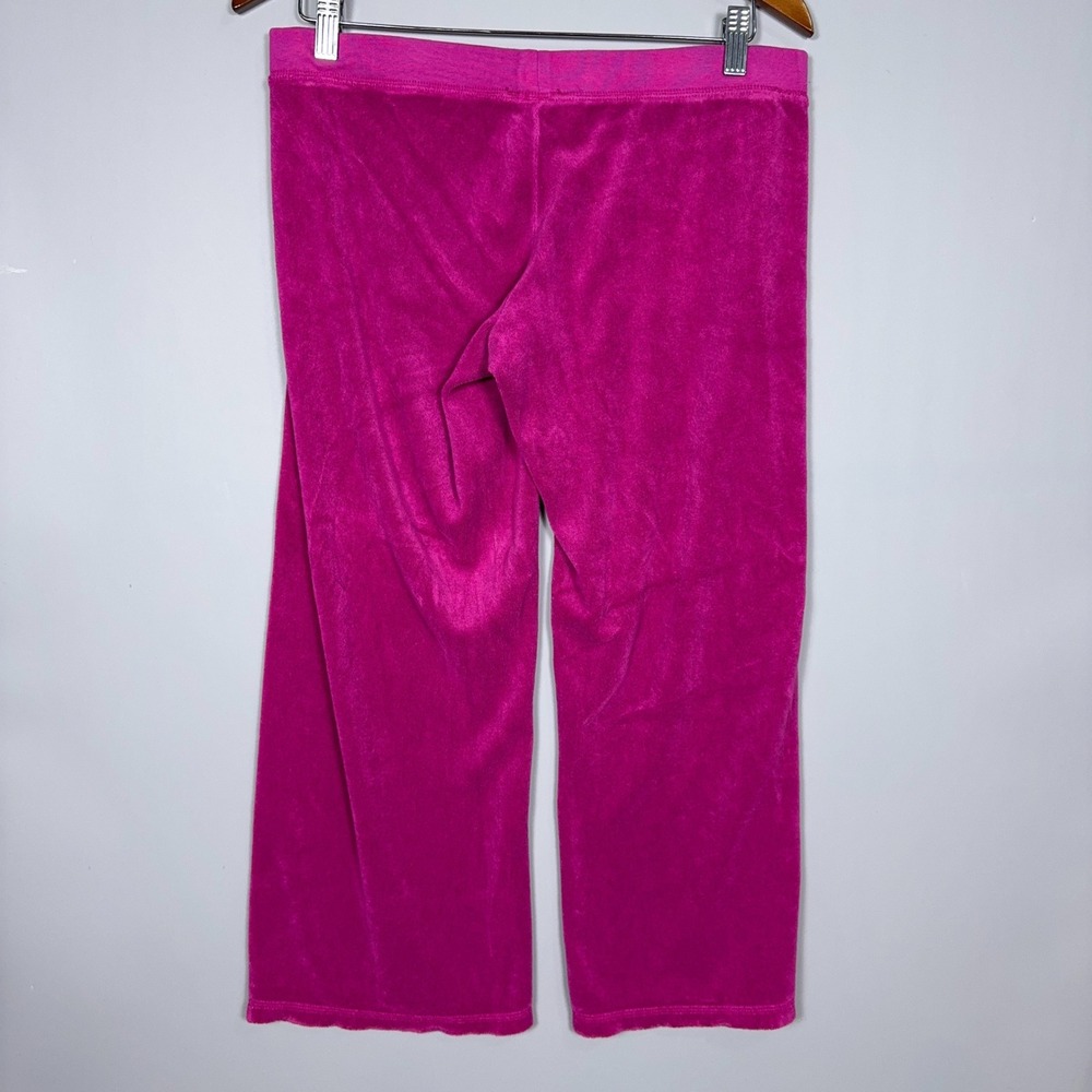 Juicy Couture Wide Leg Y2K Capri Sweatpants Womens Medium Velour Pink McBling - Picture 8 of 9